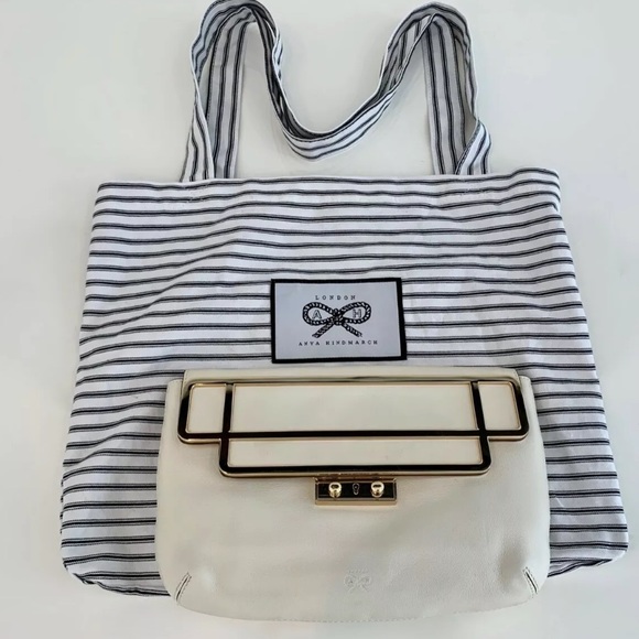 ANYA HINDMARCH IVORY WHITE LOCK AND KEY CLUTCH - Picture 5 of 16